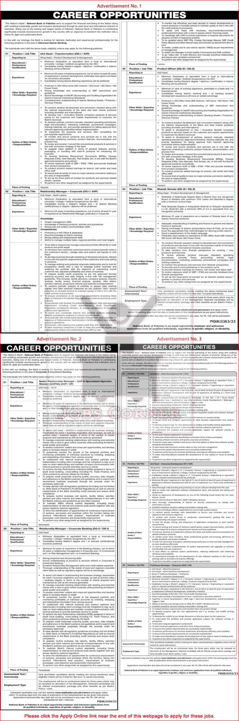 National Bank of Pakistan (NBP) Jobs May 2024: Apply Online for Relationship Managers & More