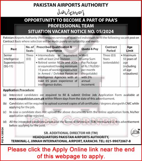 Intelligence Superintendent Jobs at Pakistan Airport Authority – October 2024