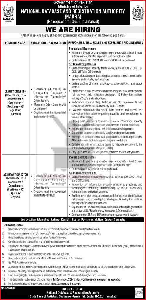 Exciting NADRA Job Opportunities in November 2024